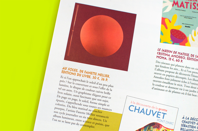 Article about Au soleil by Fanette Mellier published in revue dada n°208