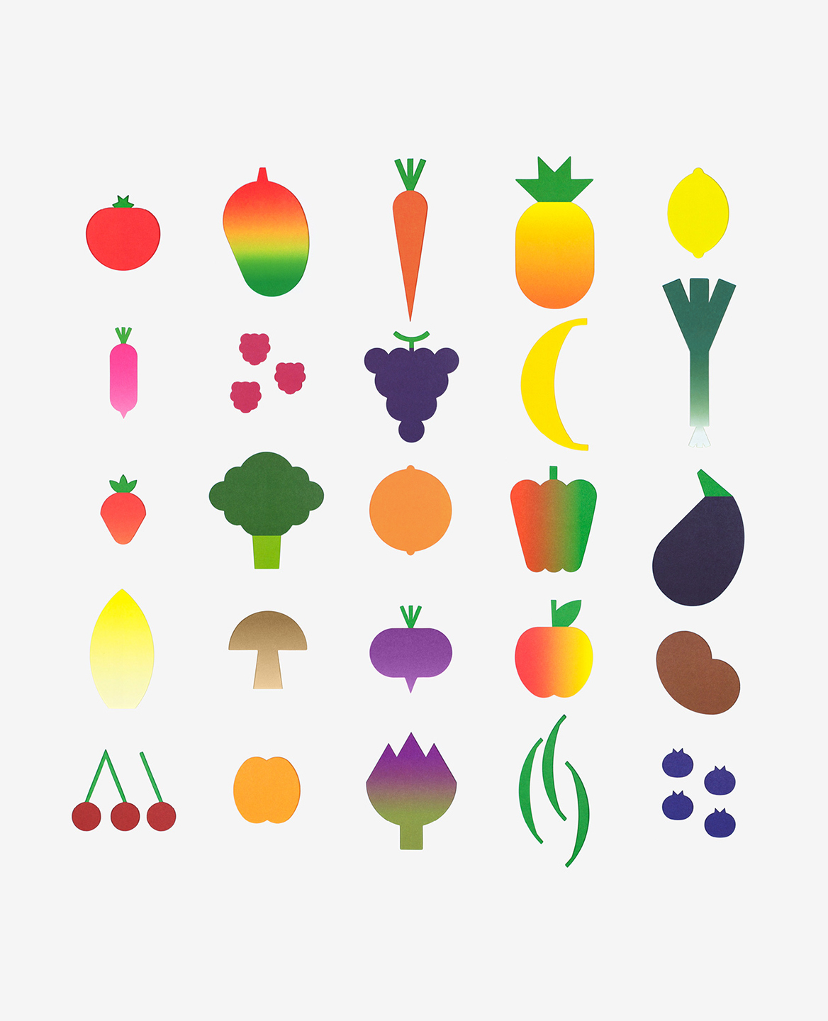 25 fruits and vegetables from the book-game Hello tomato