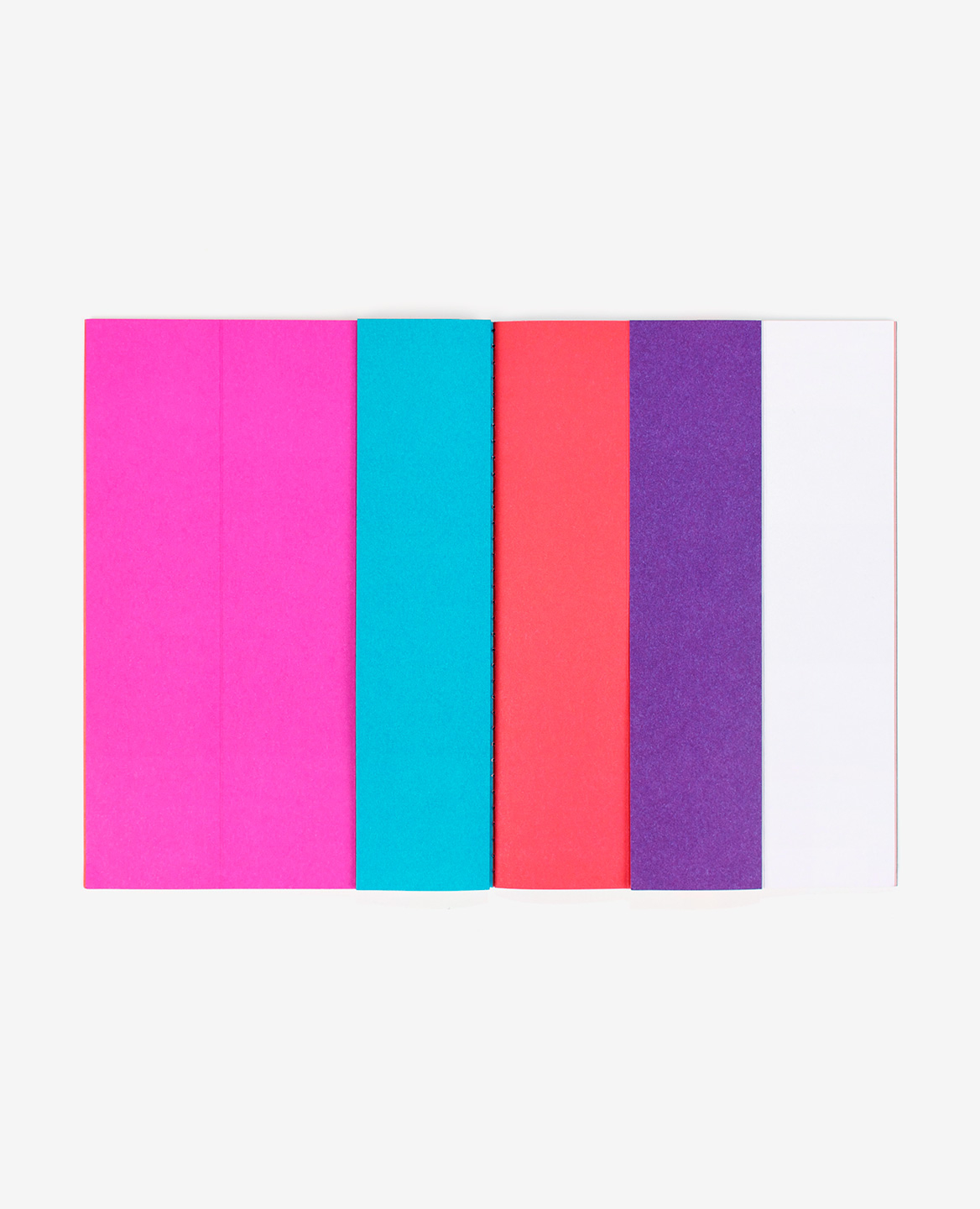 Pink, blue, red and violet strips from the book Strips