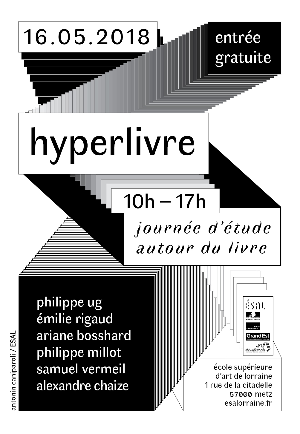 Visuel d’“Hyperlivre”, journée d’étude autour du livre à l'École Supérieure d'Art de Lorraine, Metz