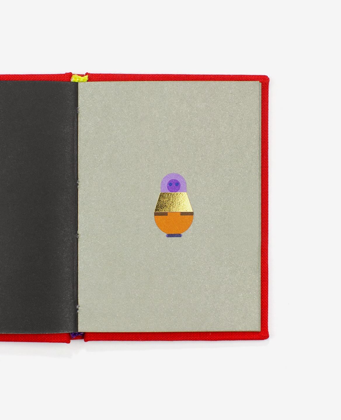 Violet, orange, golden matryoshka from the book Matriochka by Fanette Mellier published by Éditions du livre