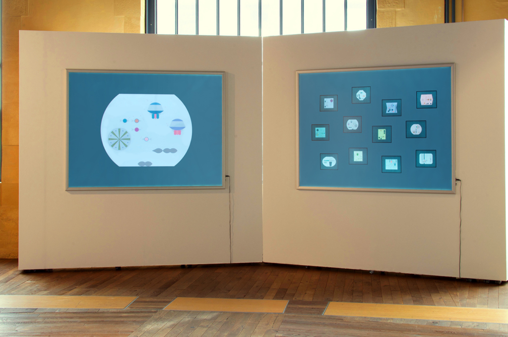 Aquarium installation in the AB / Augmented Books 2.0 exhibition at Rotondes in Luxembourg